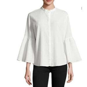 M.I.H. Jeans Goldie White Crinkle Bell Sleeve Shirt size Medium